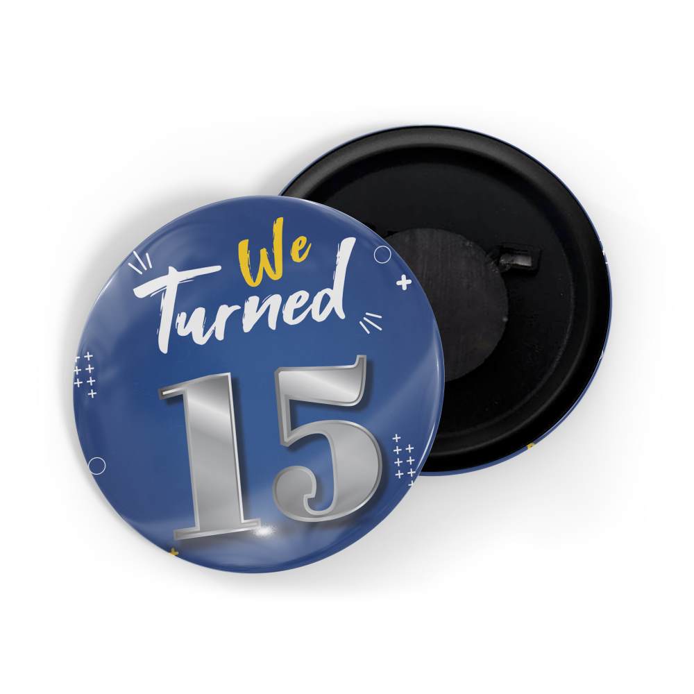 dhcrafts Fridge Magnet Blue We Turned 15 D2 Wedding / Anniversary / Ceremony / Valentine / Office / Firm / Celebration Glossy Finish Design Pack of 1